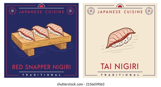 Tai nigiri or red snapper - Japanese sushi