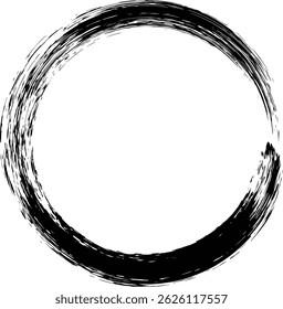 Taichi kungfu circle design calligraphy ink brush stroke style round frame decoration