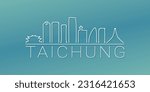 Taichung City, Taiwan Skyline Linear Design. Flat City Illustration Minimal Clip Art. Background Gradient Travel Vector Icon.