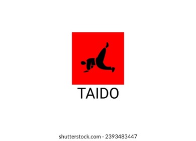 Taido (way of the body) sport vector line icon. sportman, fighting stance. sport pictogram illustration.