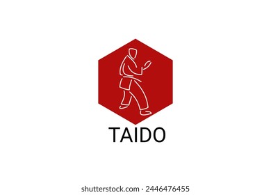 Taido (way of the body) sport vector line icon. sportman, fighting stance. sport pictogram illustration.
