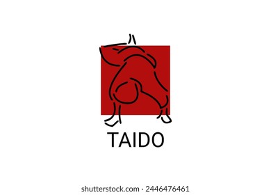 Taido (way of the body) sport vector line icon. sportman, fighting stance. sport pictogram illustration.
