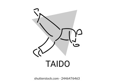 Taido (way of the body) sport vector line icon. sportman, fighting stance. sport pictogram illustration.
