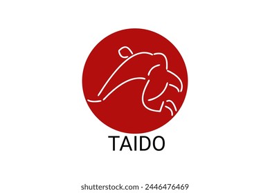 Taido (way of the body) sport vector line icon. sportman, fighting stance. sport pictogram illustration.
