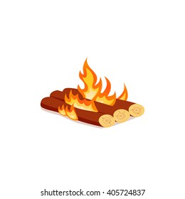 Taiga fire vector icon. Bright bonfire in cartoon style.