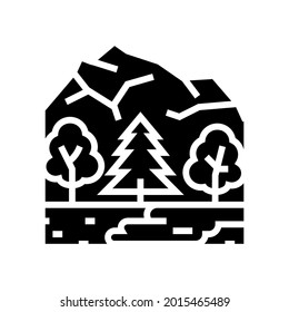 vector de icono de glifo de paisaje de taiga. símbolo del paisaje de taiga. símbolo de contorno aislado ilustración negra