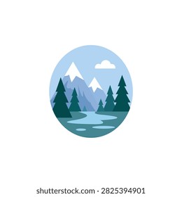 Taiga. Modern Flat Taiga Boreal Elliptical Biome Icon