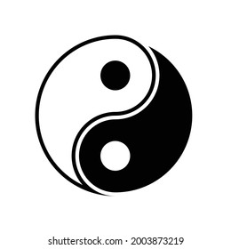 Símbolo taijitu yin yang blanco y negro sobre fondo blanco