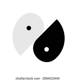 Símbolo taijitu yin yang blanco y negro sobre fondo blanco