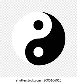 Símbolo taijitu yin yang blanco y negro sobre fondo blanco