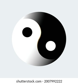 Símbolo taijitu yin yang blanco y negro sobre fondo blanco