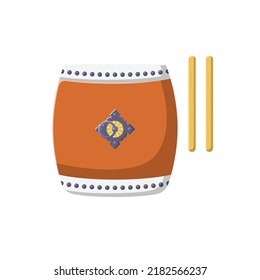 Taiko Drum Flat Illustration. Clean Icon Design Element on Isolated White Background