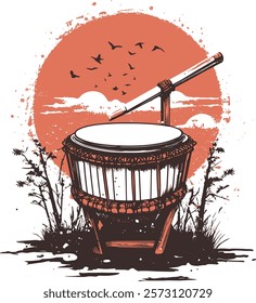 Taiko Drum instrument on Red and black Taiko Drum T-Shirt