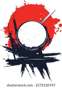 Taiko Drum instrument on Red and black Taiko Drum T-Shirt