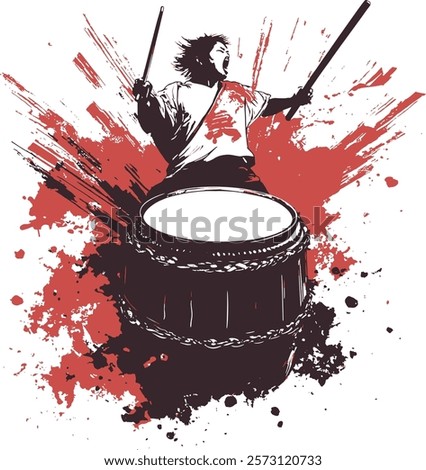 Taiko Drum instrument on Red and black Taiko Drum T-Shirt
