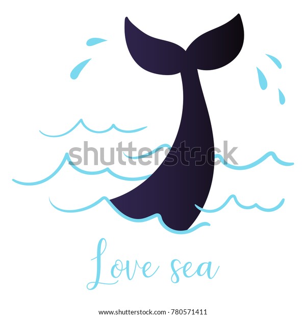 Tail Diving Whale Handwritten Inscription Love Stock Vector (Royalty ...