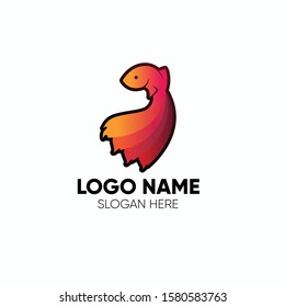 Tail Fish fire gradient logo design concept vector illustration
