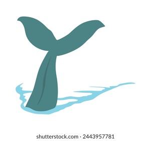 A tail of humpback whale above the water illustration