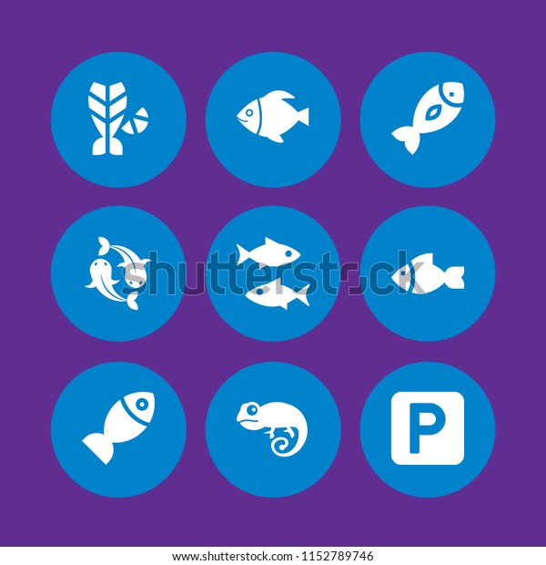 tail icon. 9 tail set with fish,\
chameleon and car parking vector icons for web and mobile\
app