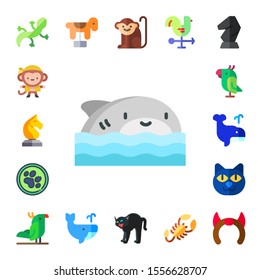 tail icon set. 17 flat tail icons.  Simple modern icons about  - lizard, monkey, horse, shark, pet, parrot, whale, black cat, cock, scorpion, devil