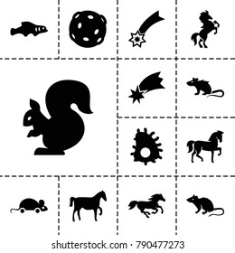 Tail icons. set of 13 editable filled tail icons such as horse, mouse, falling star, extinct sea creature, extinct fish, squirrel