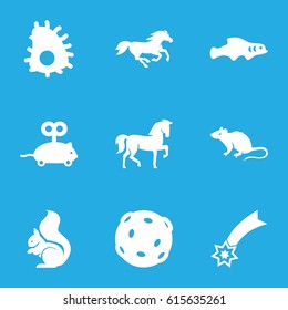 Tail icons set. set of 9 tail filled icons such as horse, mouse, squirrel, mouse toy, extinct sea creature, extinct fish