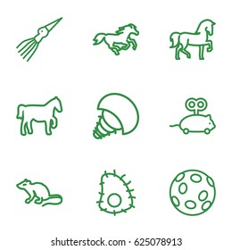 Tail icons set. set of 9 tail outline icons such as horse, mouse, mouse toy