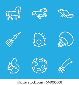Tail icons set. set of 9 tail outline icons such as horse, mouse, squirrel, extinct sea creature