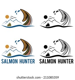 tail of salmon on the background of landscape