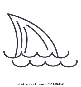 tail of a shark,sea vector line icon, sign, illustration on background, editable strokes
