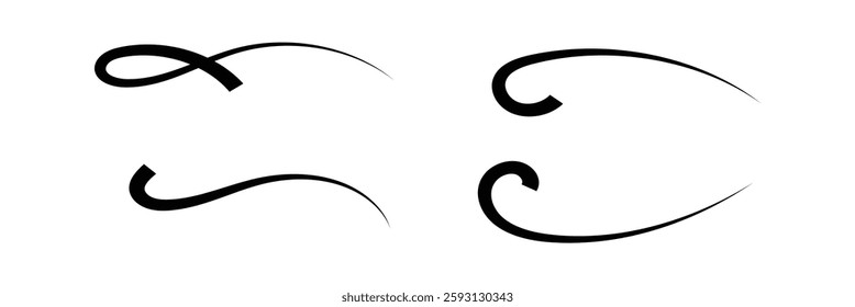 Tail Swoosh Baseball flat Sign, Typography font curve tail, font swoosh tail ornamental vector, text ornaments football or athletics tail, ornamental swash underline Swirl black colour in eps 10.