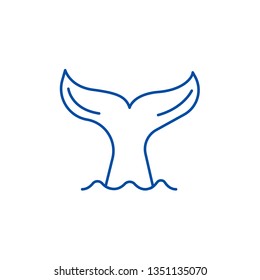 Tail of a whale line icon concept. Tail of a whale flat  vector symbol, sign, outline illustration.