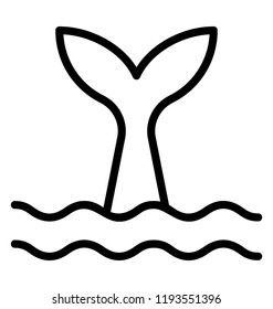 Tail of whale on the surface of water