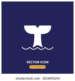 Tail Of Whale Vector Icon Illustration With Blue Backround