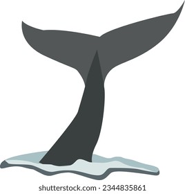 the tail of a whale in the water, drawn