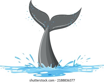 A tail of a whale in the water illustration