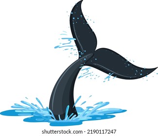 A tail of a whale in the water illustration