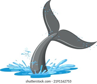 A tail of a whale in the water illustration