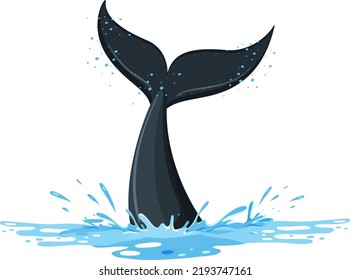 Una cola de una ballena en la ilustración del agua