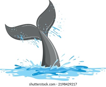 Tail of whale in the water illustration