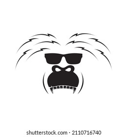 tailed macaque with sunglasses logo design, vector graphic symbol icon sign illustration