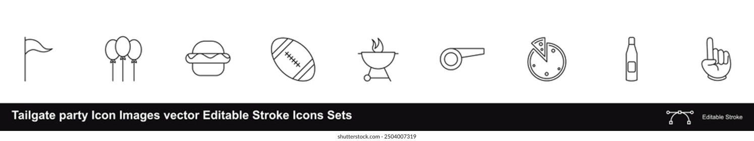 Tailgate party Icon Images vector Editable Stroke Icons Sets