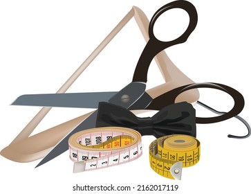 tailor accessories meter and scissors