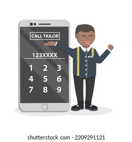 tailor african mobil enumber for online ordering design character on white background