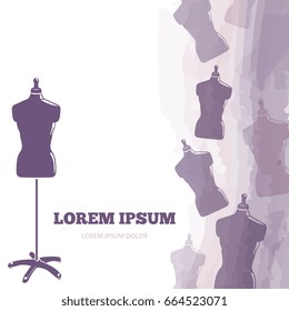 Tailor background or poster with dummy and watercolor imitation elements. Vector illustration