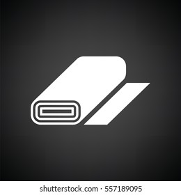 Tailor cloth roll icon. Black background with white. Vector illustration.