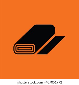 Tailor cloth roll icon. Orange background with black. Vector illustration.