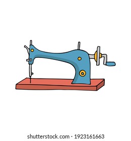 Tailor colorful doodle vector illustration. Colorful sewing machine icon in vector. Colorful doodle sewing machine illustration in vector