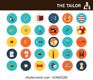 The tailor concept flat icons.