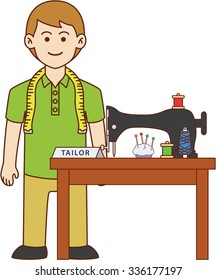 Tailor doodle cartoon design illustration